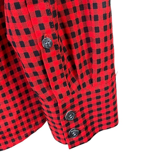 J Crew Plaid Pleated Button Front Blouse Top Size S Lightweight Red Black u - Picture 9 of 12